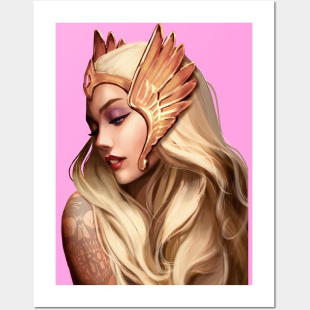 She-Ra with Broskull Tattoo Character Art V.1 Wall Art by CastleBroskull